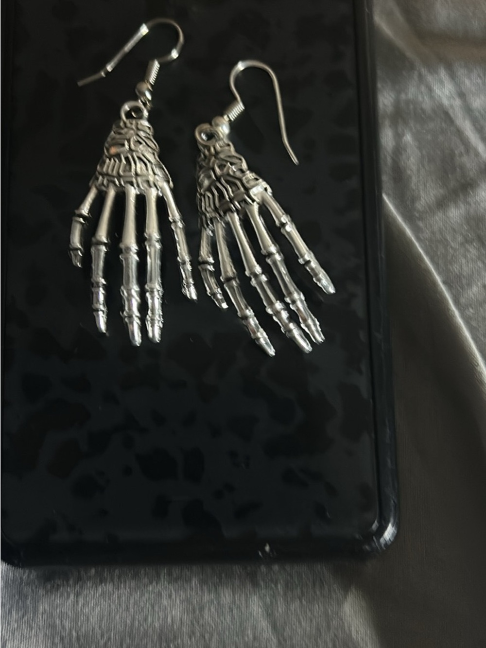 Silver Skeleton Hand Dangle Earrings - Women Jewelry